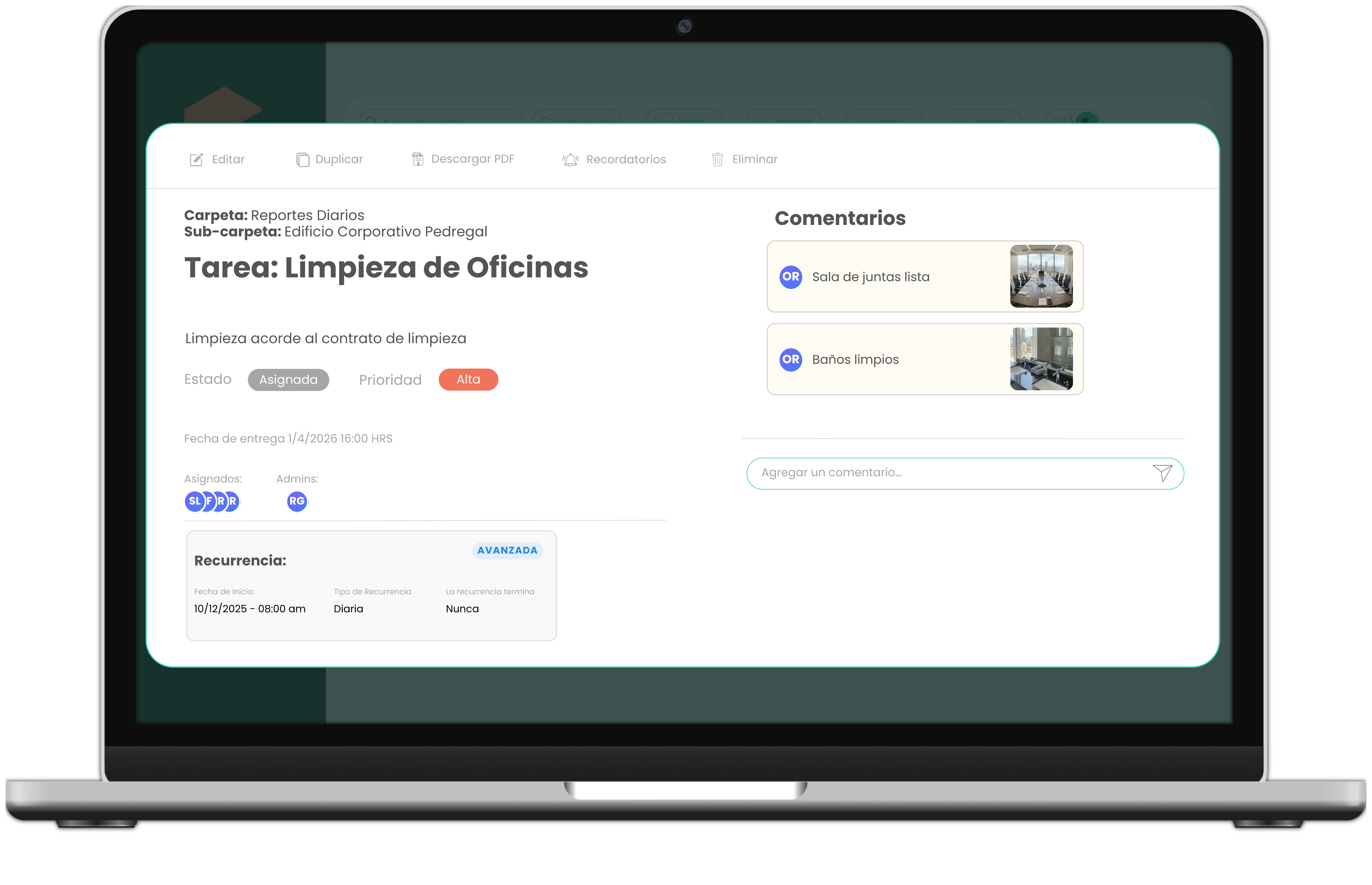Shift checklist with completed tasks, pending items, and incident reports